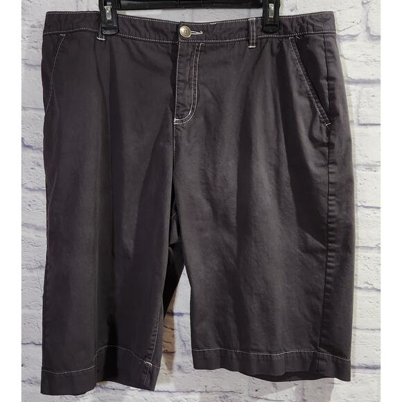 Kim Rogers Black Flat Front Slashed Pockets Shorts 18 Lightweight Soft Stretch - Picture 1 of 6
